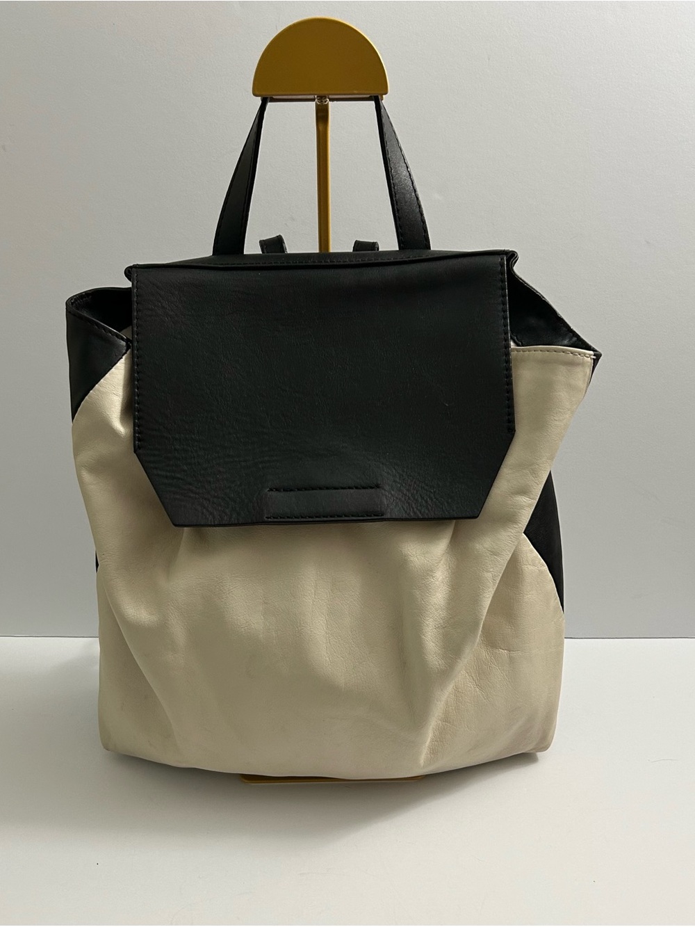 GIANNI CHIARINI Leather Two-Tone Black and Cream Backpack